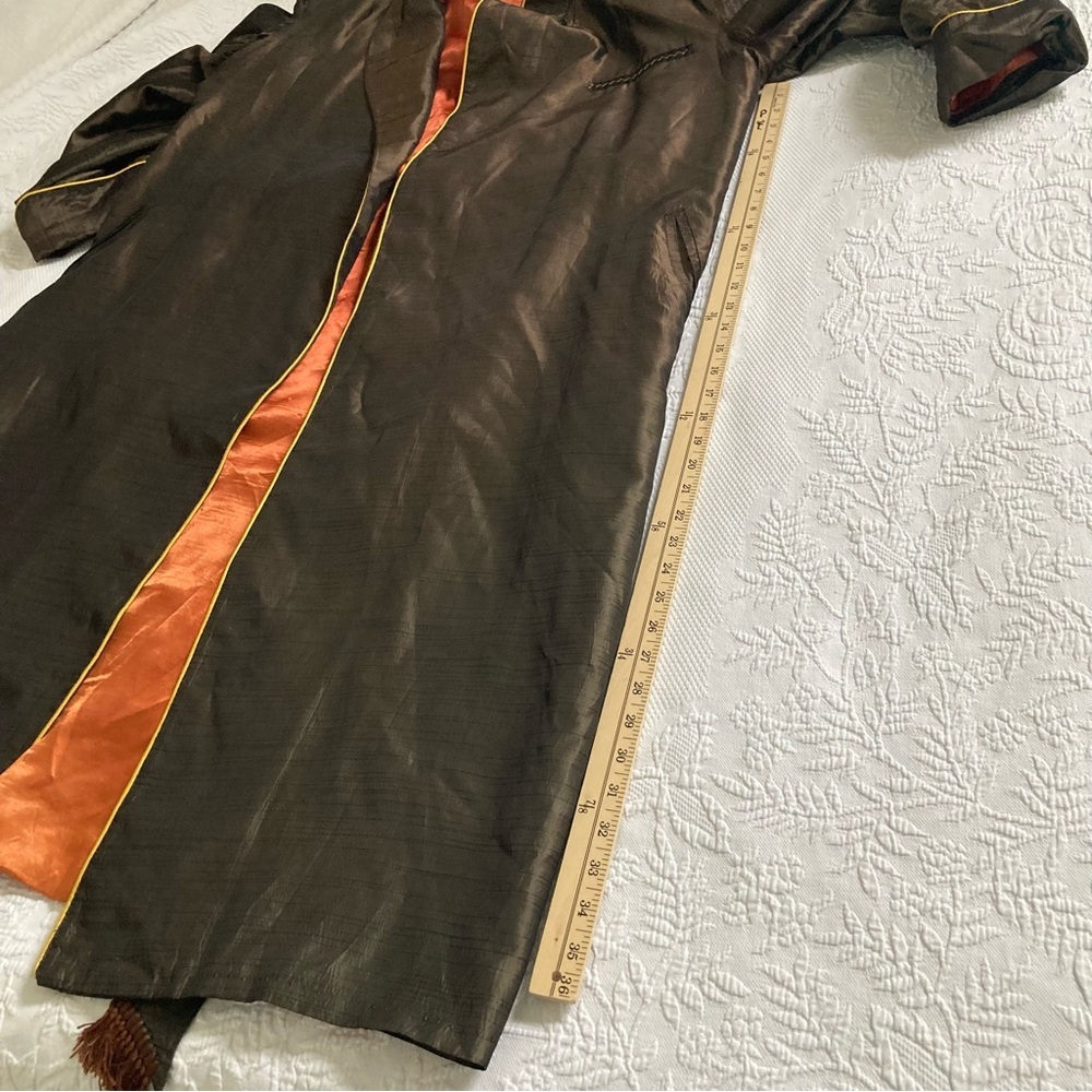 Vintage 1940s men’s dressing smoking gown robe rayon atomic belt old Hollywood - Picture 11 of 16